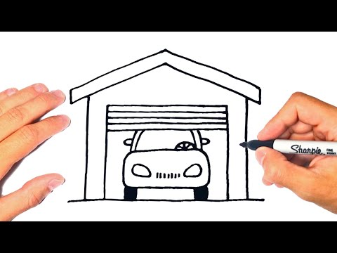 Cómo dibujar un Garaje | Dibujo de Garaje de carros o autos