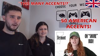 British Couple Reacts to 50 American Accents