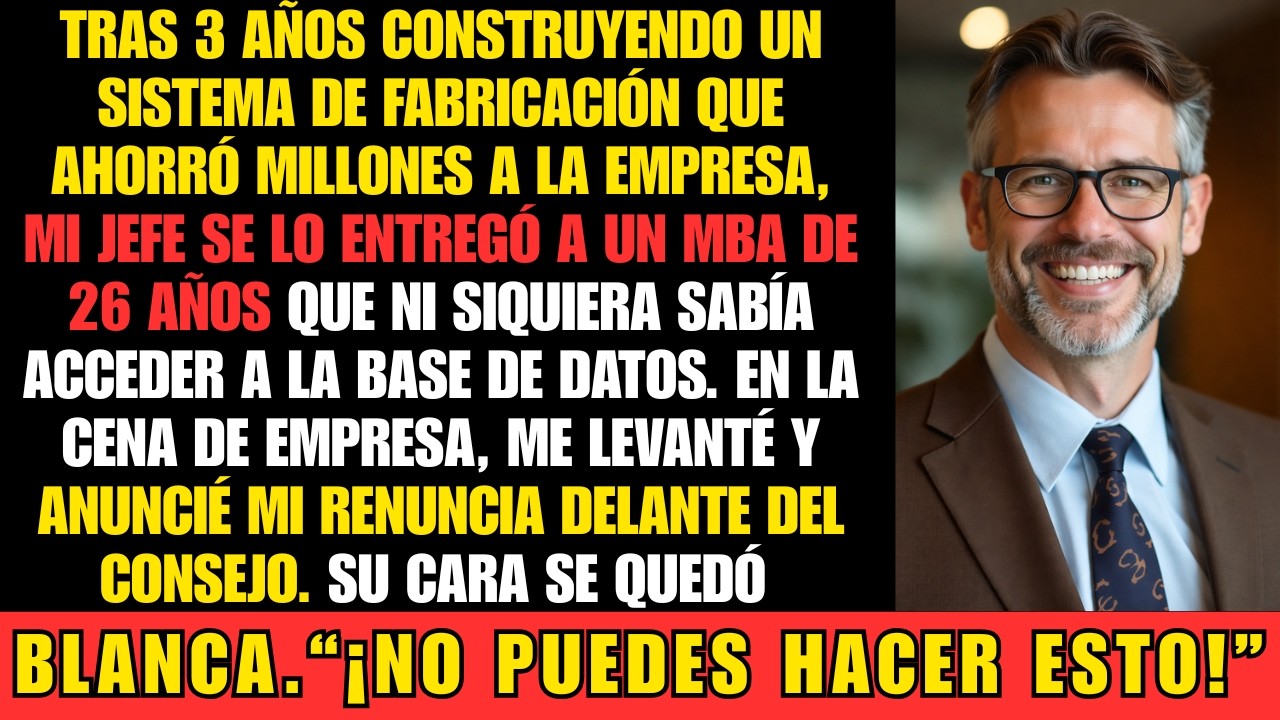 Mi jefe le dio mi proyecto a un MBA de 26 años. Mi renuncia los destruyó | Venganza en la oficina