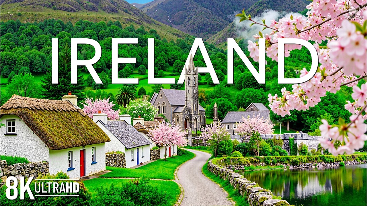 Ирландия 8K UHD 🌿 Изумрудные пейзажи, прибрежные скалы и мирная природа в цвету | Видео 8K UHD