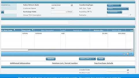 Sales Return lot tracking with RAMCO ERP