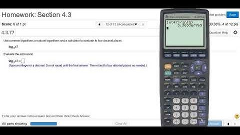 Evaluate log_pi(47) using the Change of Base Formula with the TI-83 Calculator MyMathlab Homework