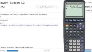 Evaluate log_pi(47) using the Change of Base Formula with the TI-83 Calculator MyMathlab Homework