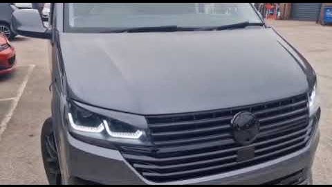 VW transporter T6 retrofitted with the T6.1 aftermarket LED headlights.