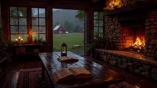 Hidden Cabin in the Rain 🌲 Soft Rain Sounds & Fireplace Crackling for Rest, Work, Study screenshot 3