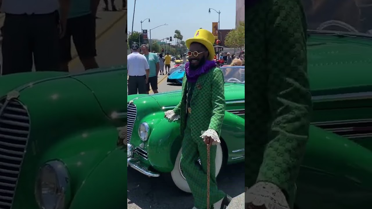 Classic Car Show, Green Gucci Suit, Yellow Top Hat - Legend Already Made