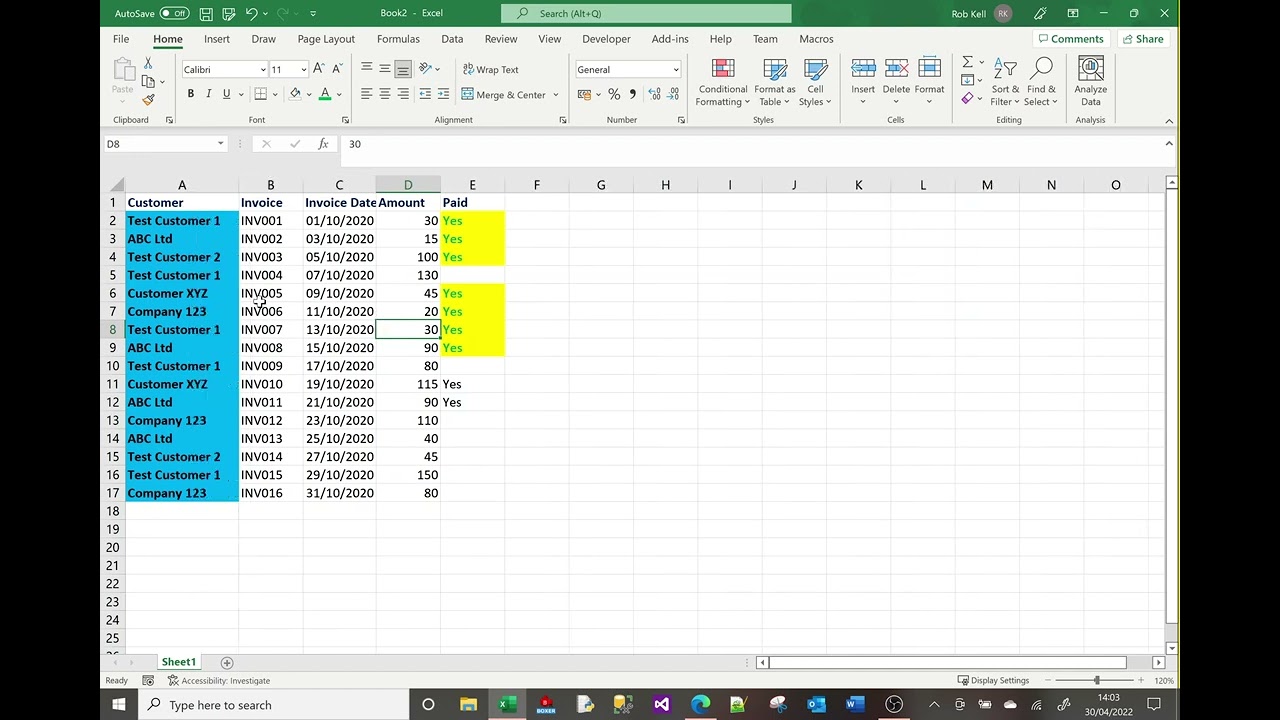 MS Excel tutorial on font and cell formatting (colours, border, format painter etc)