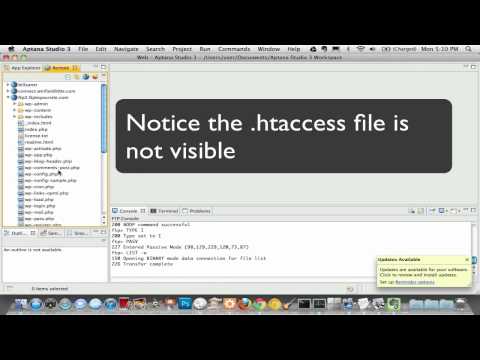 View a .htaccess file using Aptana