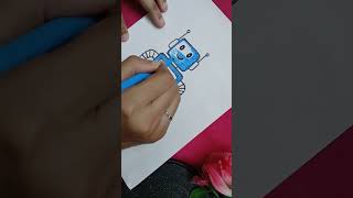 Easy Robot drawing and colouring#art #colours #robot