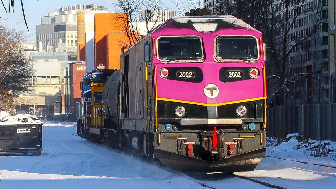 Rare Trains in the Fresh Snow in Boston and Cambridge, MA ft. MBTA ...