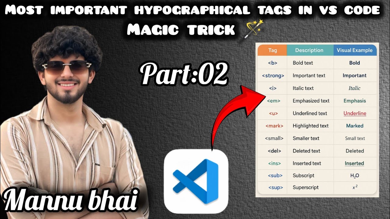 💻 Most Important Typographical Tags in VS Code | HTML Beginners Must ...