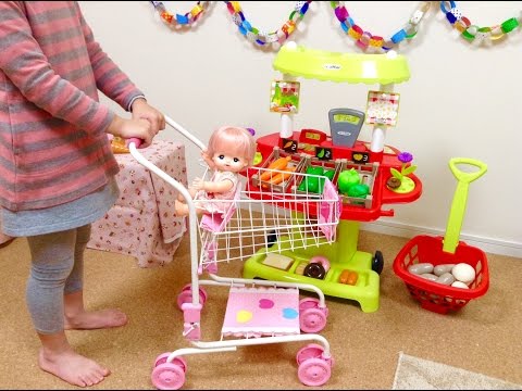 Supermarket Fun! Mell-chan and the Shopping Cart Toy - YouTube