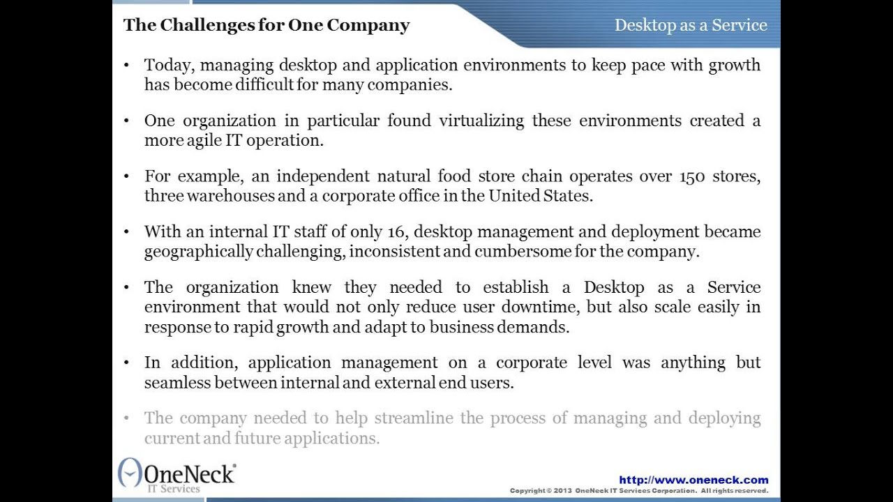Desktop as a Service:  Why One Company Established a Virtual Desktop and Application Environment