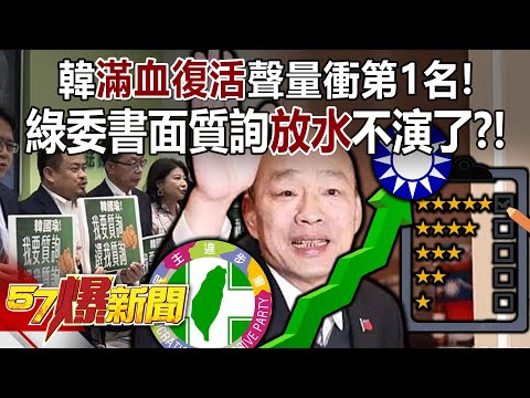 【全集】韓國瑜「滿血復活」聲量衝第1名！ 綠委書面質詢「放水」不演了？！ - 張禹宣 黃暐瀚 黃揚明 鍾沛君 徐俊相《57爆新聞》 2024.03.22