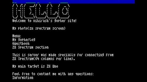 Gopher browser for ZX Spectrum 128 works with Spectranet!