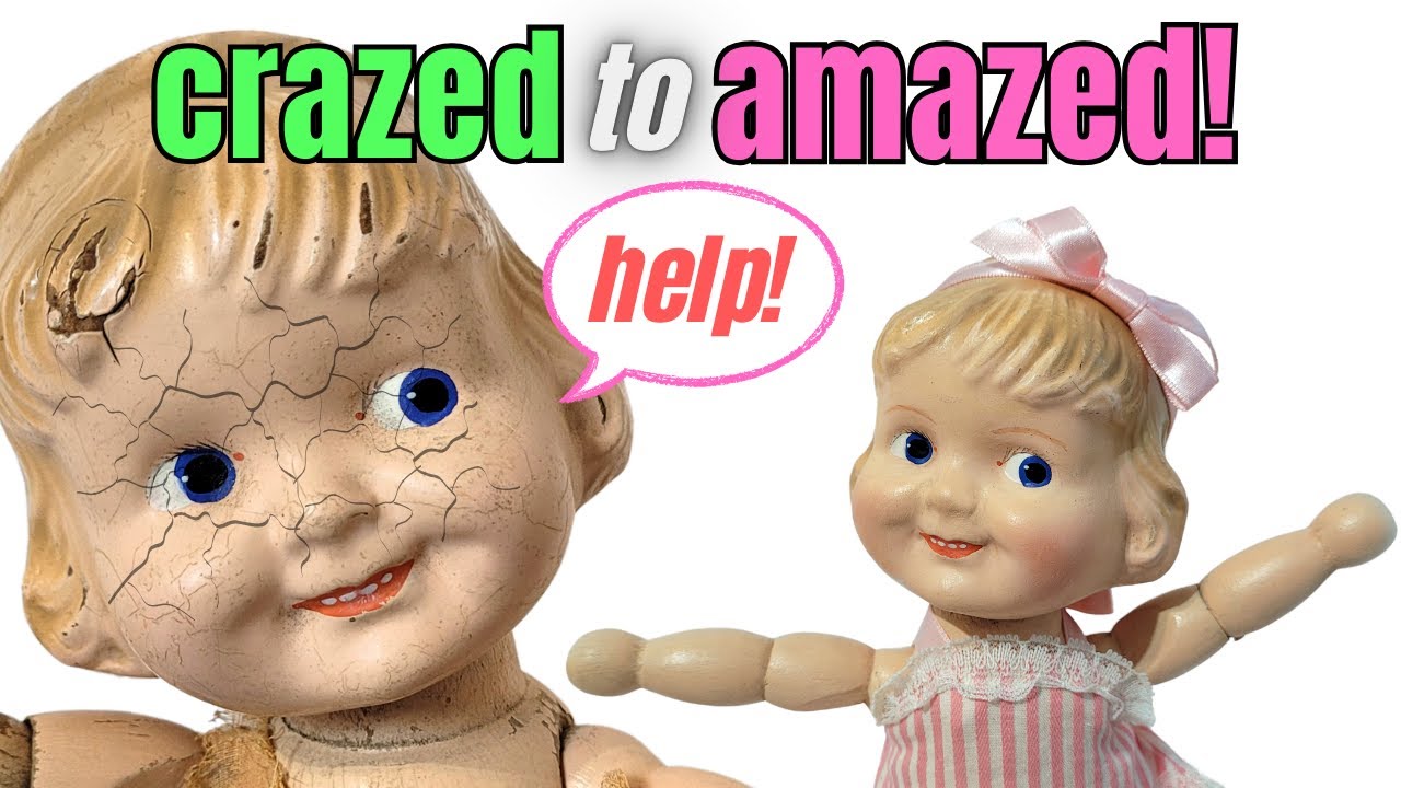 Crazed Antique Margie and Pinkie Dolls Get Rescue Makeovers!