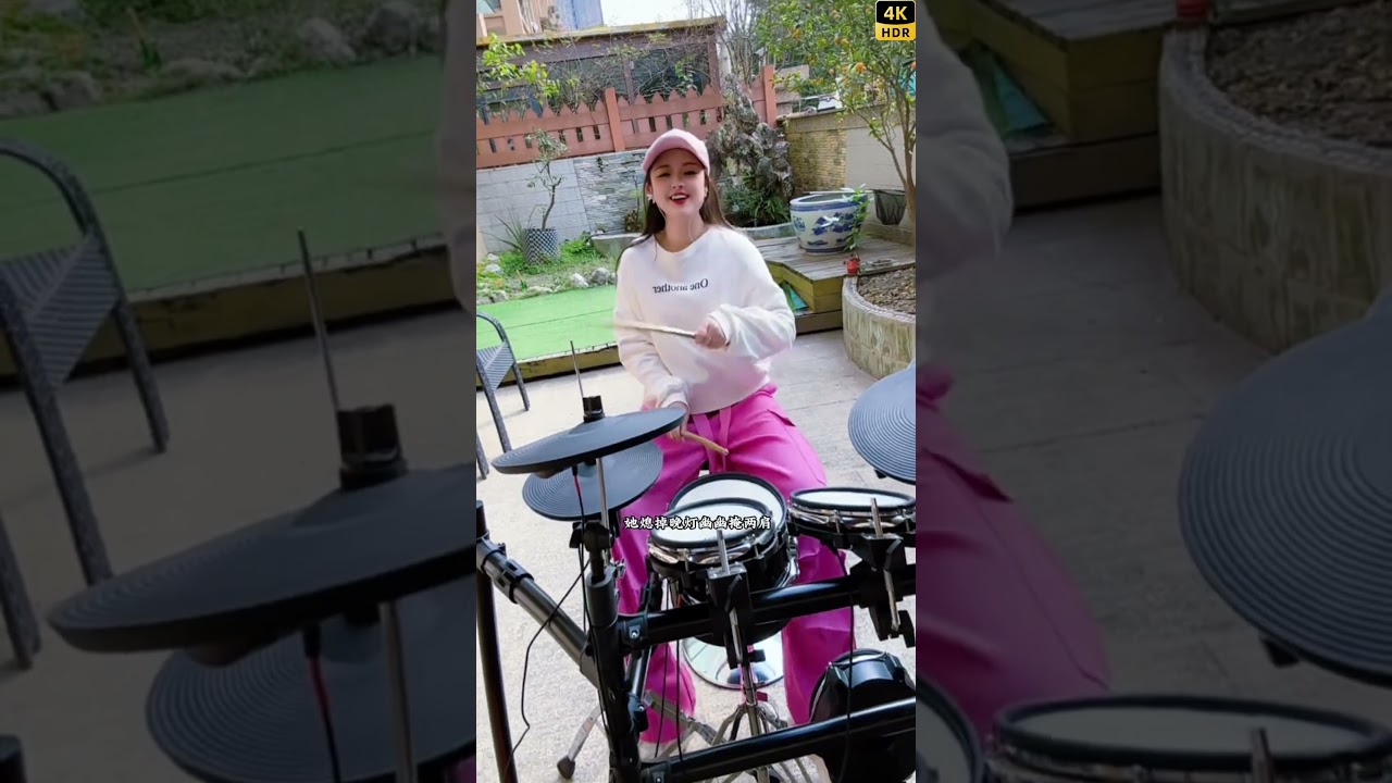 Intense Drum set performance. 