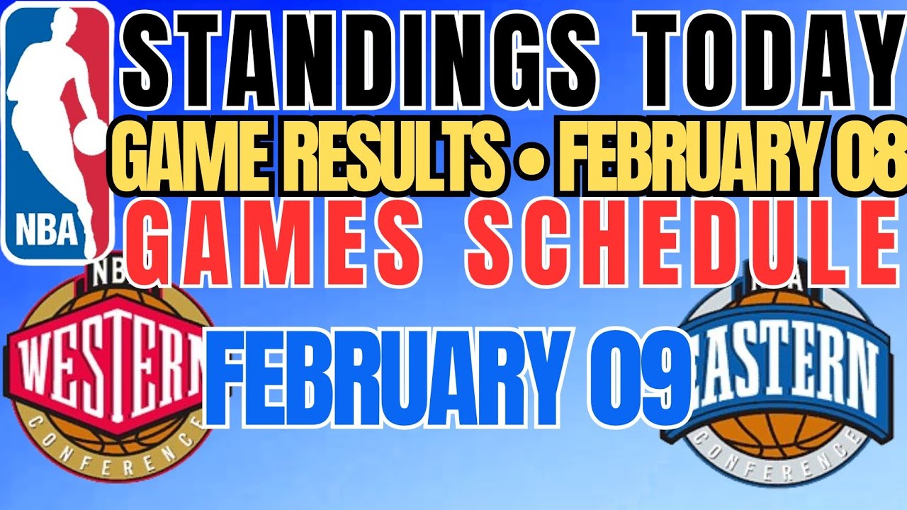 NBA STANDINGS TODAY as of February 08, 2026 | NBA SCHEDULE FEBRUARY 09, 2026 