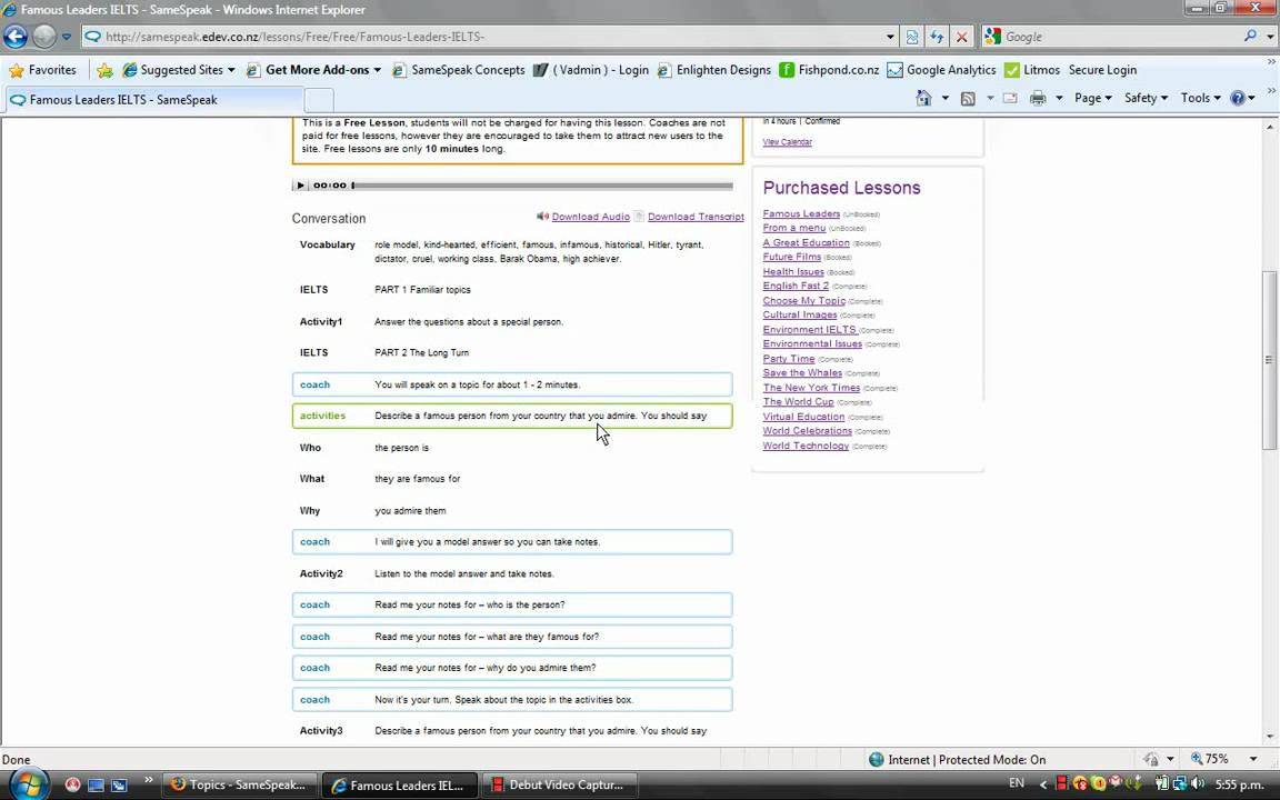 Free English Lesson For a Student On Samespeak
