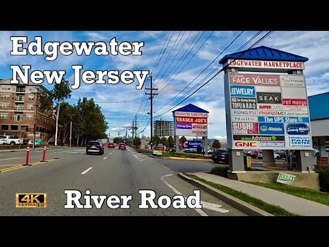 4K Driving River Road, Edgewater, New Jersey / Weehawken To Fort Lee