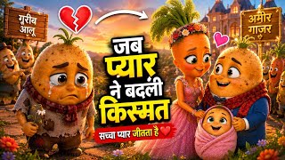 Poor Potato Boy ❣️ Rich Carrot Girl | Emotional Love Story | 3D Animated Cartoon | Hindi Story