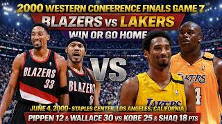 Classic Game 7🔥2000 Lakers vs Trail Blazers NBA Playoffs WCF | KOBE &amp; SHAQ Comeback Win | FULL GAME