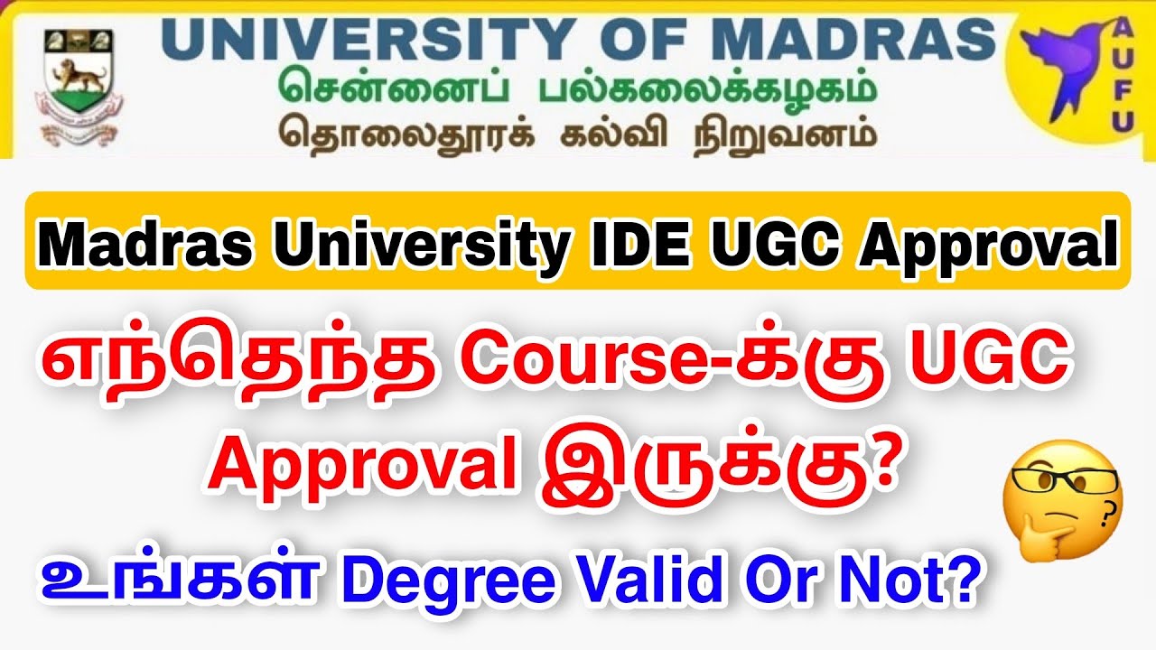 Madras University IDE UGC Approval DetailsCoursewise approval Details👍