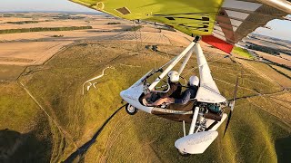 Flight With James. White Horses Uffington Oxfordshire And Avebury Wiltshire. Flexwing Microlight