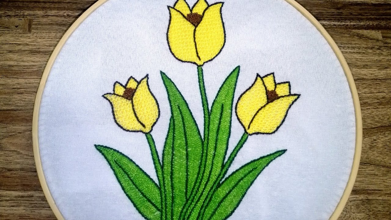 Puntada fácil para bordar tulipanes 🌷🌷🌷
