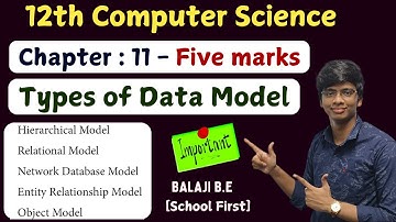 12th Computer Science | Types of data model | Hierarchical | ER | Relational | Important five mark