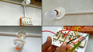 House wiring tutorial | How to fix and Wiring the external bulb from switch board through a pvc pipe