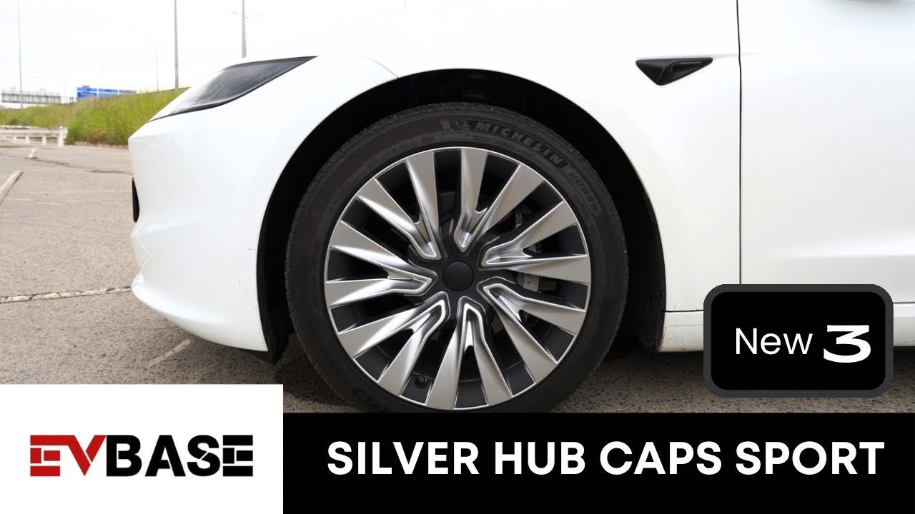 Tesla Model 3 Highland Accessories | EVBASE Silver Wheel Covers
