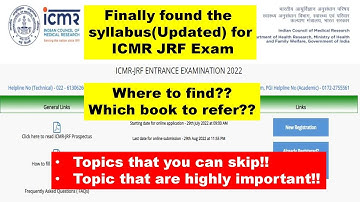 ICMR JRF EXAM SYLLABUS(UPDATED)