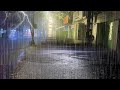 Torrential Rain and Thunderstorm Rumble at Night - Real Rain Noise - Heavy Rain Sounds for Sleeping