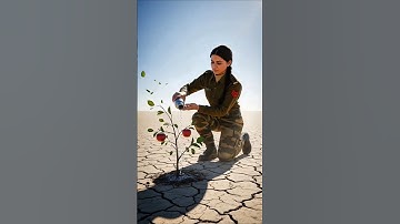 Indian Lady Soldier Waters Apple Tree and Saves It from Drying Up 😭 #ai​ #plants​ #save​ #water​