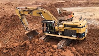 Caterpillar 365C Excavator Loading Trucks And Operator View
