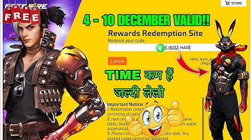 FREE FIRE REDEEM CODE TODAY 6 DECEMBER |FF REWARDS REDEEM CODE | FF REDEEM CODE TODAY 6 DECEMBER