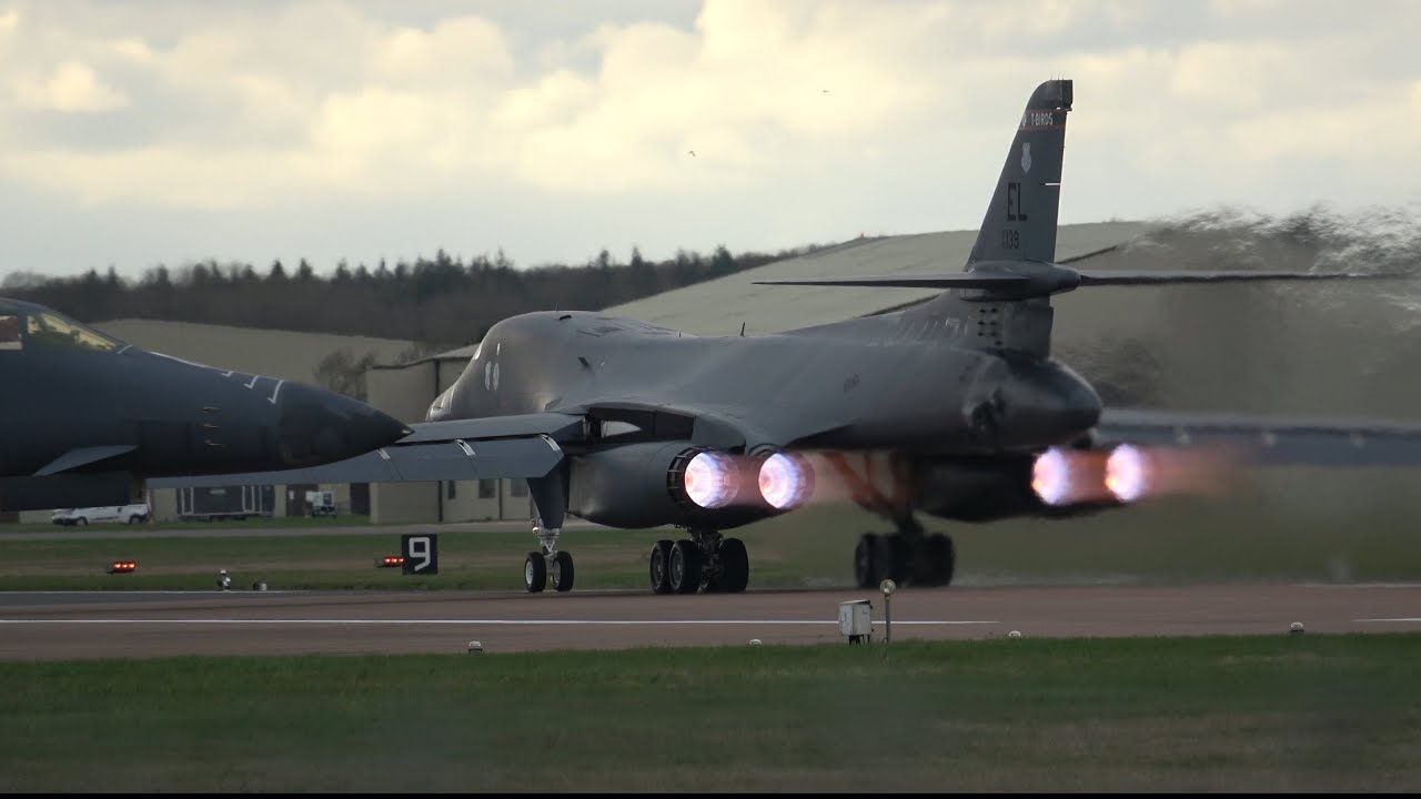 3x American B-1Bs launch out of RAF Fairford on first mission since arrival - 10/3/26 4K