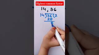 14 & 36 hcf division method #maths #basicproblems #mathstricks #mathematics #shorts #viral #video