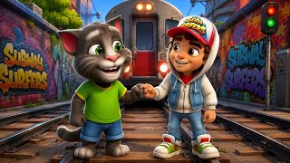 Talking Tom Gold Rush vs Subway Surfers 😲 とても面白いゲームプレイ 😁 新しいゲームプレイ screenshot 3