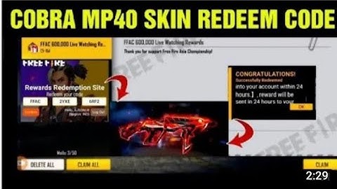 Cobra Mp40 Redeem Code Today 13 January | Cobra Mp40 Redeem Code Today | FF Redeem Code Today