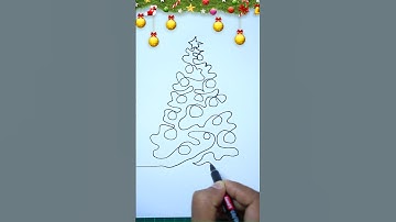 Christmas Tree in One Line 🎄 | Creative Drawing Ideas