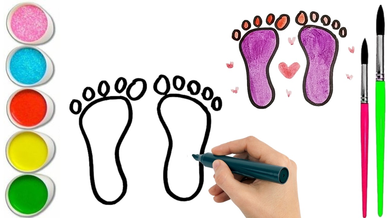 How To Draw  cute Feet Drawing, Painting & water Coloring For Kids and Toddlers_🌈🎨