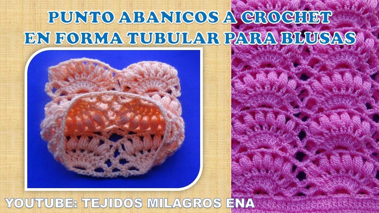 Como tejer en Forma Tubular el Punto Combinación de Abanicos y Garbanzos paso a paso