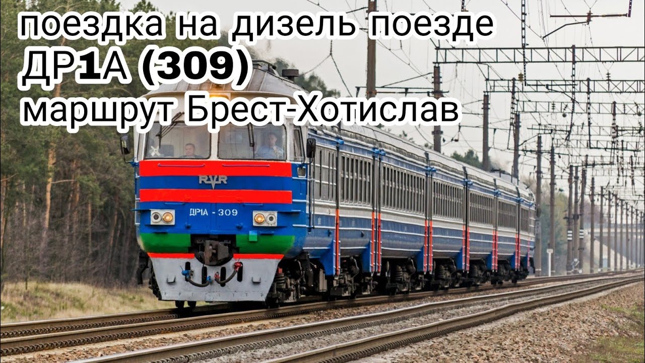 Поездка на дизель поезде ДР1А (309) Депо Брест от: Ст.Брест-Полесский до: Брест-Южный