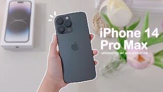 iPhone 14 Pro Max unboxing  (space black) l accessories, camera test, aesthetic customization