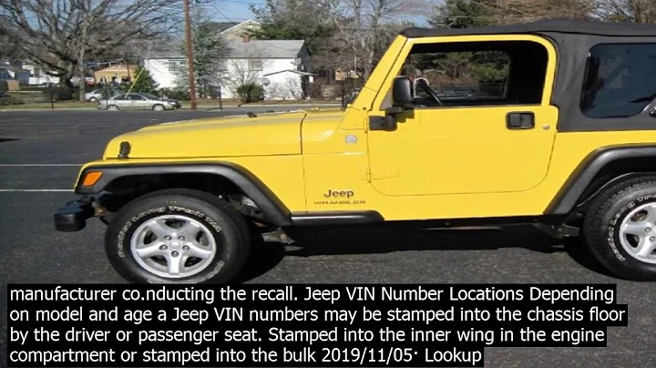 Vin lookup jeep wrangler    jeep vin decoder will show all the key information of