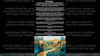Cinematic impasto oil painting of a liquid gold city
