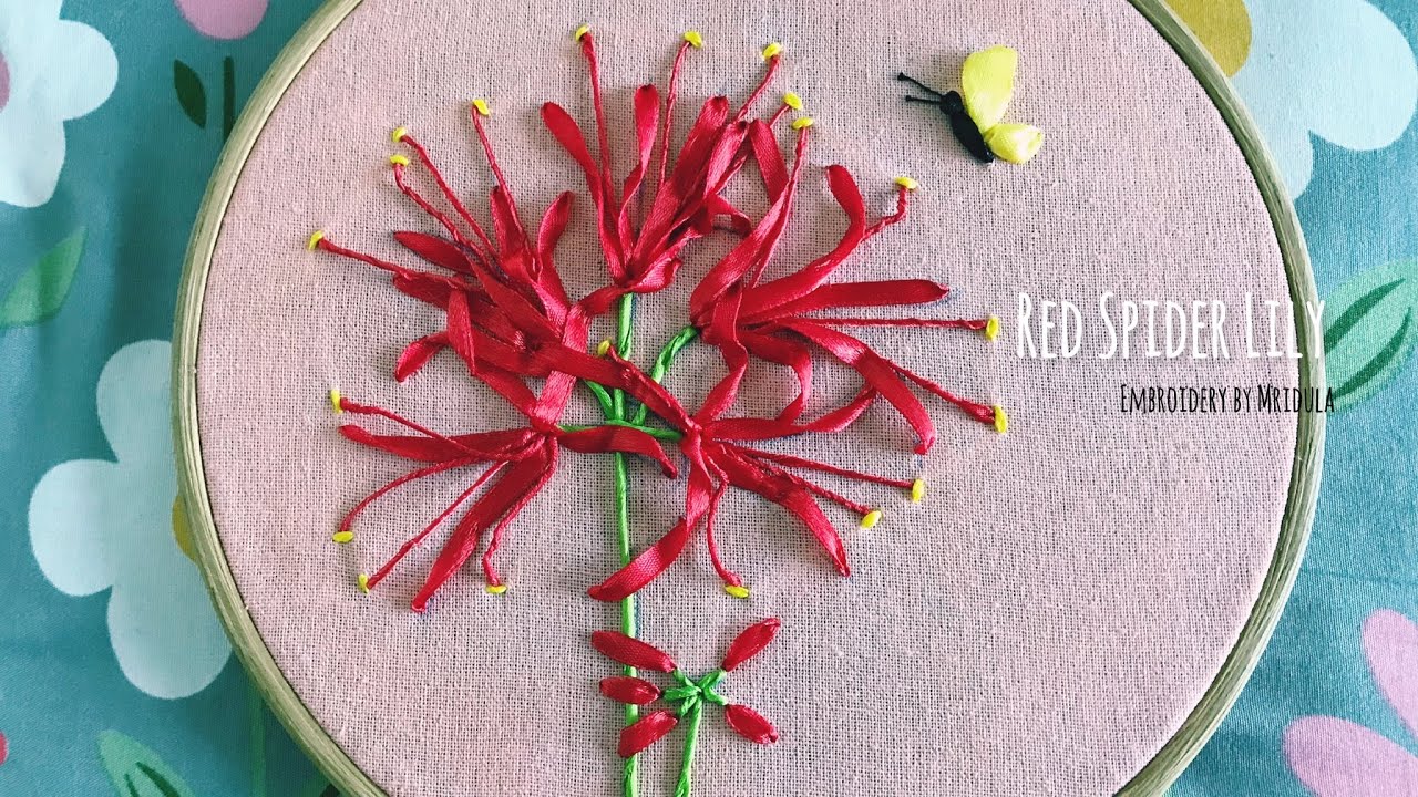 Red Spider Lily Ribbon Embroidery Tutorial YouTube