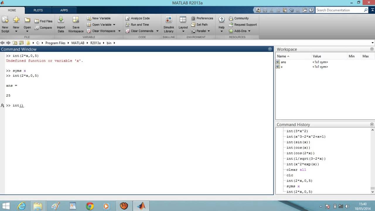 MatLab Aula # 13 Integral definida - YouTube